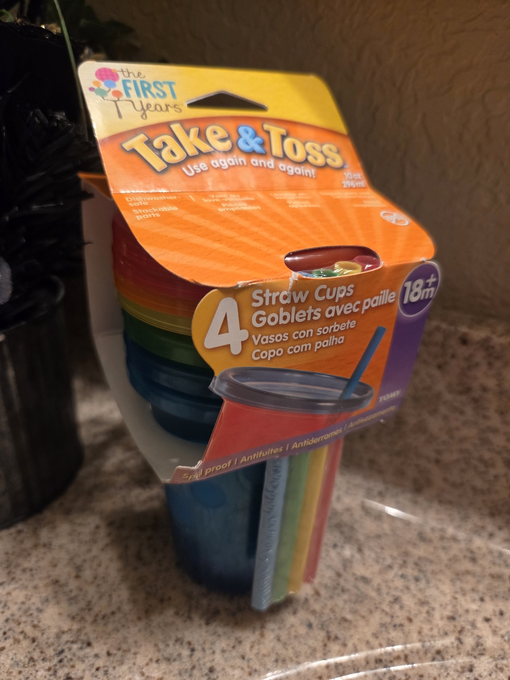 Take & Toss 4-Pack Multicolor Straw Cups